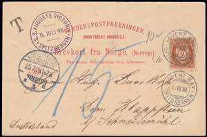 SPITZBERGEN. Post card to Germany with 2o. ... 
