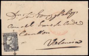 1850. 6 c. negro (Yv.1 tipe II), on cover to ... 