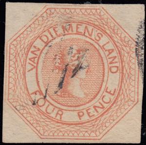 1853. 4d. pale orange (n.9), used.