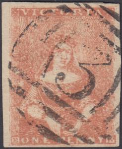 1854/57. 1d. red-brown (S.G.26), 4 large ... 