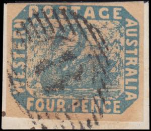 1854 SWAN. 4d. blue (S.G. 3), cancelled by ... 