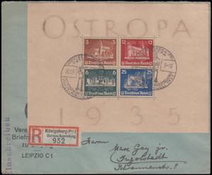 1935 OSTROPA. Souvenir sheet on registered ... 
