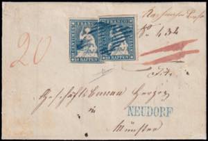 STRUBEL. Cover franked with 10Rp. (Yv.27) ... 