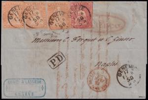 STRUBEL. Cover to NAPLES franked 20Rp.x3 + ... 