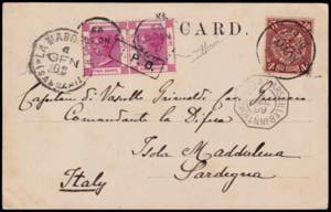 1899 AMOY TO LA MADDALENA -  ITALY. Postcard ... 