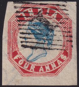 QUEEN VICTORIA. 4a. red & blue (Yv.4, ... 