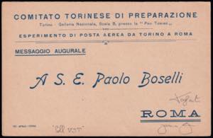 1917 ESPERIMENTI DI POSTA  AEREA. Volo ... 