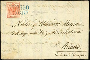 13 GIUGNO 1850, ROVIGO (SD azzurro, punti ... 