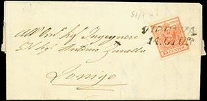 14 GIUGNO 1850, lettera da Vicenza a Lonigo ... 