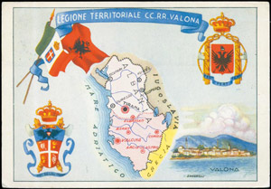 Legione Territoriale CC.RR.VALONA, cartolina ... 
