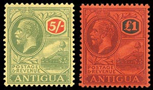 ANTIGUA, GEORGE V cpl. set of 7 stamps ... 
