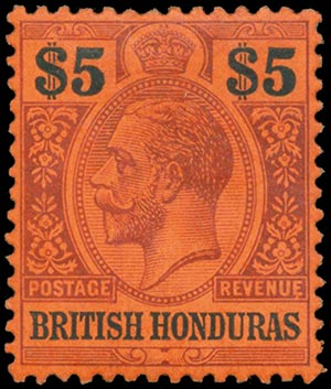 BRITISH HONDURAS, GEORGE V $5 (S.G.110).     ... 