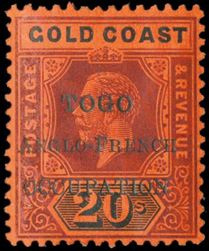 TOGO 1915, GEORGE V. 20s. TOGO Anglo-French ... 