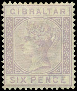 GIBRALTAR 1886-87, VICTORIA. Set of 6 stamps ... 