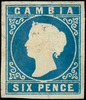 GAMBIA 1874, VICTORIA 6p. (S.G.8), used, ... 