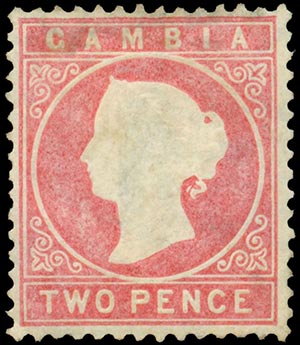 GAMBIA 1880, VICTORIA 2p. (S.G.13A), small ... 