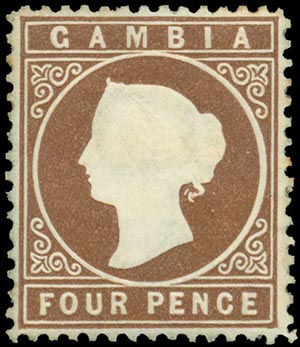 GAMBIA 1880, VICTORIA 4p. (S.G.16B), ... 