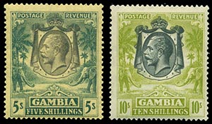 GAMBIA 1922/29, GEORGE V 24 stamps ... 