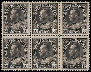 CANADA 1912, GEORGE V. 50c. block of 6 (S.G. ... 