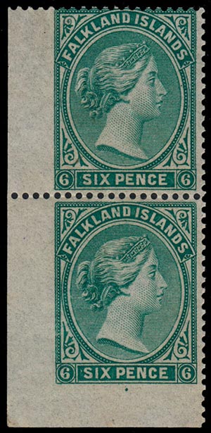 FALKLAND ISLANDS 1878, vertical pair of 6d., ... 