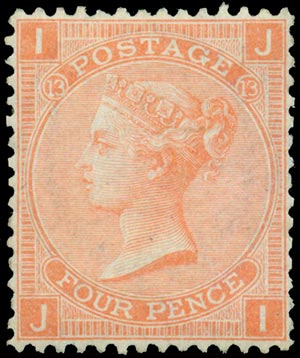 1865 VICTORIA, 4d. -JI- (S.G. 94). Firma ... 