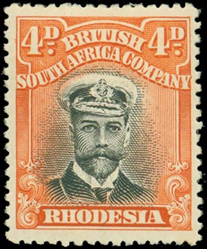 RHODESIA, 4d. black and orange red (S.G. ... 