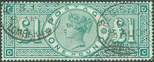 1891 VICTORIA, 1£ (S.G. 212). Firma A.D. ... 