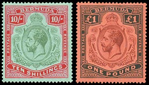 BERMUDA 1918, GEORGE V set of 6 stamps ... 