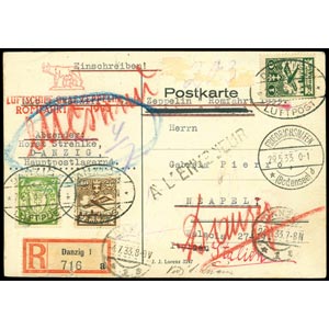 1933, cartolina raccomandata da Danzica a ... 