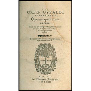 GYRALDI GREGORIUS FERRARIENSIS, un volume in ... 