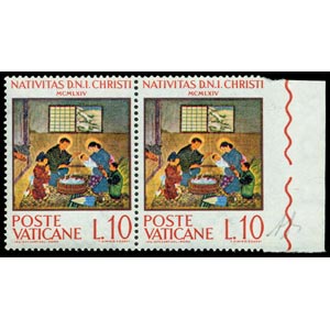 NATALE 1964, coppia del francobollo da lire ... 