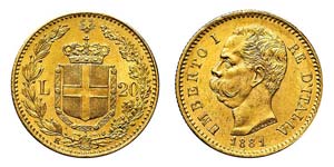UMBERTO I (1878-1900), 20 lire 6 esemplari ... 