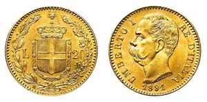 UMBERTO I (1878-1900), moneta da 20 lire ... 