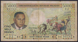 MADAGASCAR 5.000 Franchi 1966 - P ... 