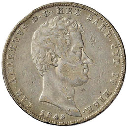 Carlo Alberto (1831-1849) 5 Lire ... 