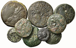 Greche - - Lotto di 9 bronzi di ... 