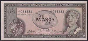TONGA - Topou IV (1965) 1/2 Paanga 3/4/1967 ... 