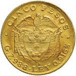 COLOMBIA - Repubblica 5 Pesos 1920 ... 