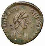 Teodosio I (379-395) - AE 4 - Busto ... 