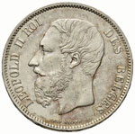 BELGIO - Leopoldo II (1865-1909) - 5 Franchi ... 