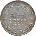 Somalia - 2 Bese - 1924   - CU ... 