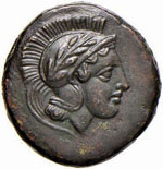 LUCANIA - Thurium - AE 13 - Testa di Atena a ... 
