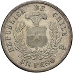 CILE - Repubblica - Peso - 1883   - AG Kr. ... 