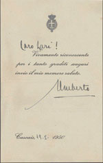 LETTERE  - Umberto II (1945) - - Biglietto ... 