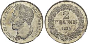 Léopold I, 1831-1865. 2 Francs ... 