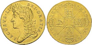 James II, 1685-1688. 5 Guineas ... 