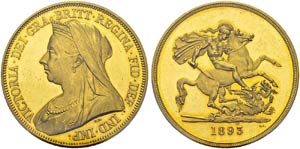 Victoria, 1837-1901. 5 £ 1893. ... 