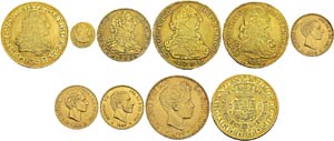 Lot of 9 coins: Mexico, Felipe V, ... 