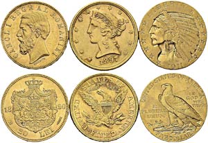 Lot of 3 coins: Romania, 20 Lei ... 