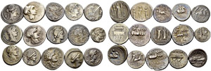 ROMAN REPUBLIC.  Lot of 15 coins: Denarius ... 